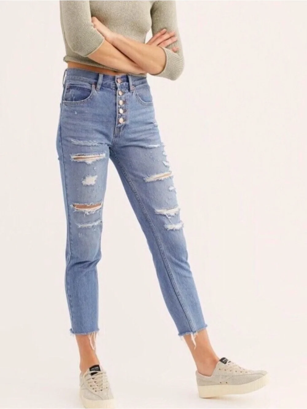 Free People We The Free Blossom Rigid Crop Skinny Jeans EUC Size 27